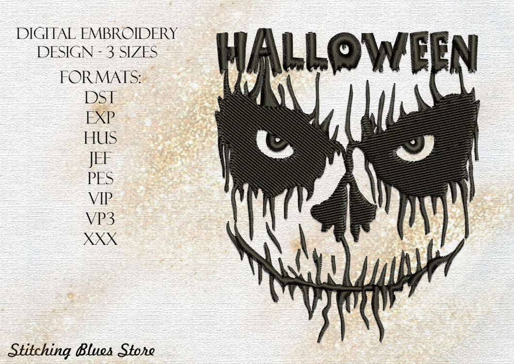 Creepy Halloween Mask Machine Embroidery Design