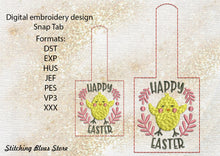 Load image into Gallery viewer, Happy Easter Chicken Snap Tab machine embroidery design