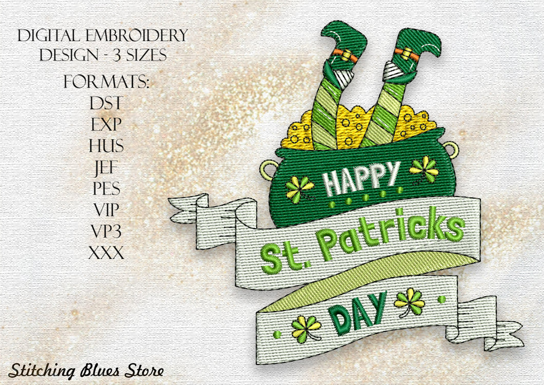 Happy Saint Patricks Day machine embroidery design