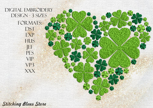 Clover Heart For Saint Patrick's Day Machine Embroidery Design