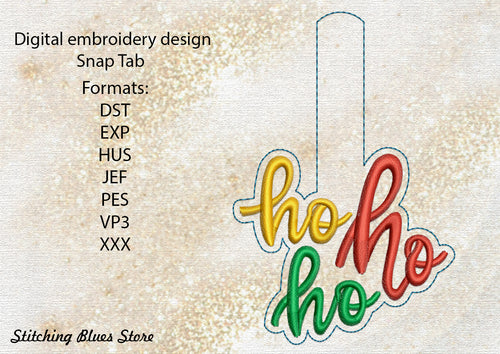 Christmas Santa Ho Ho Ho Snap Tab machine embroidery design