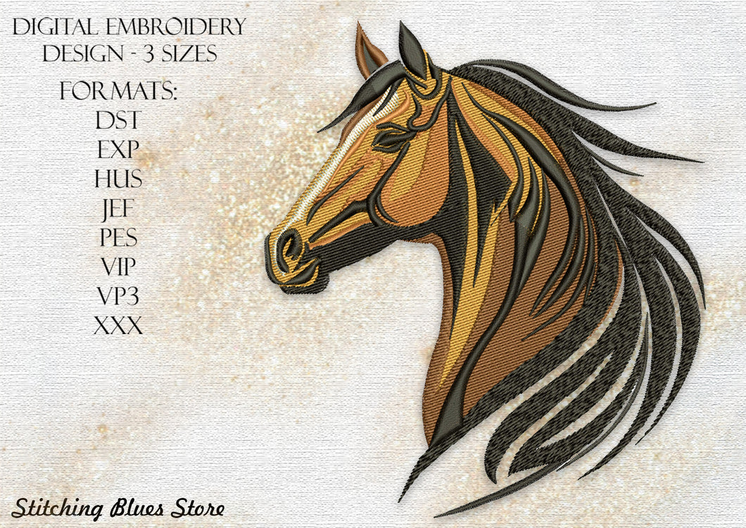 Horses Portrait Machine Embroidery Design