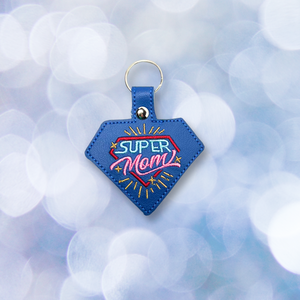 Super Mom Snap Tab machine embroidery design for Mother's Day