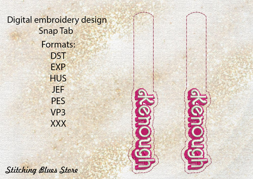 KE Snap Tab machine embroidery design