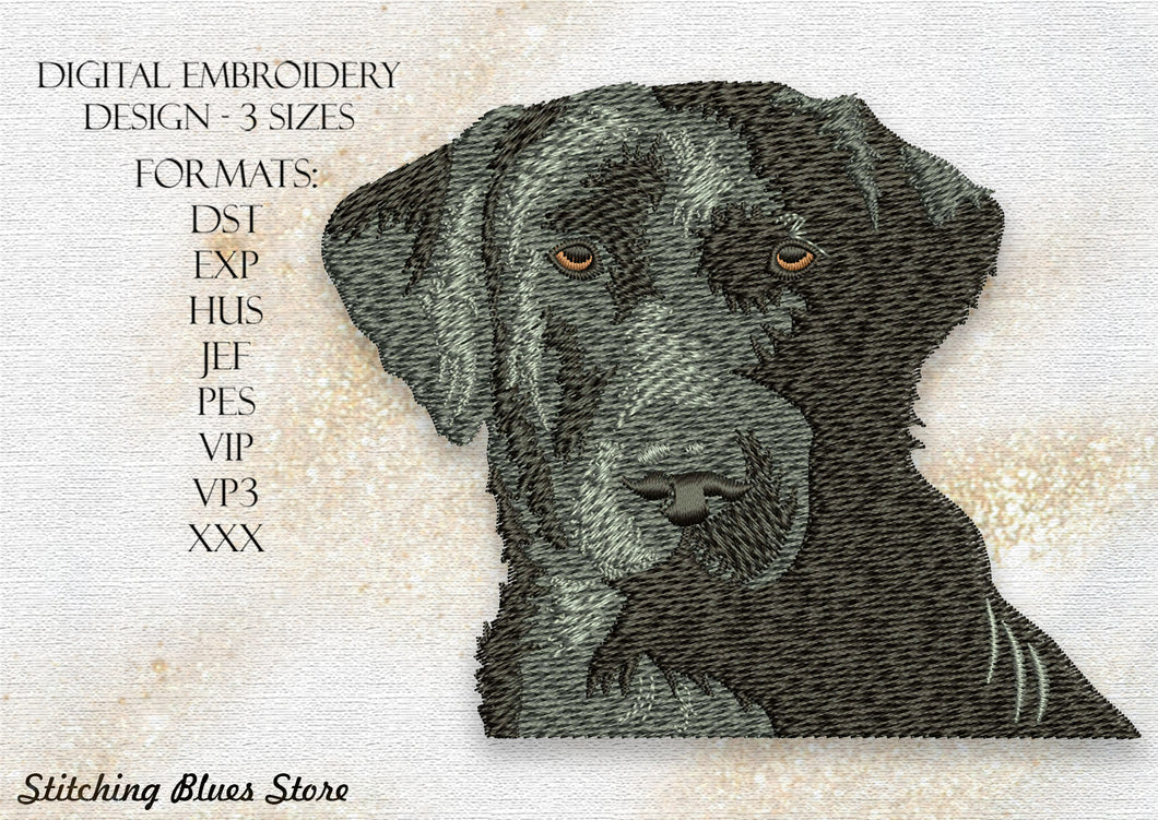 Labrador Dog Machine Embroidery Design In 3 Sizes