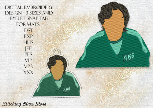 Man 456 Machine Embroidery Design In 3 Sizes Plus Snap Tab Eyelet