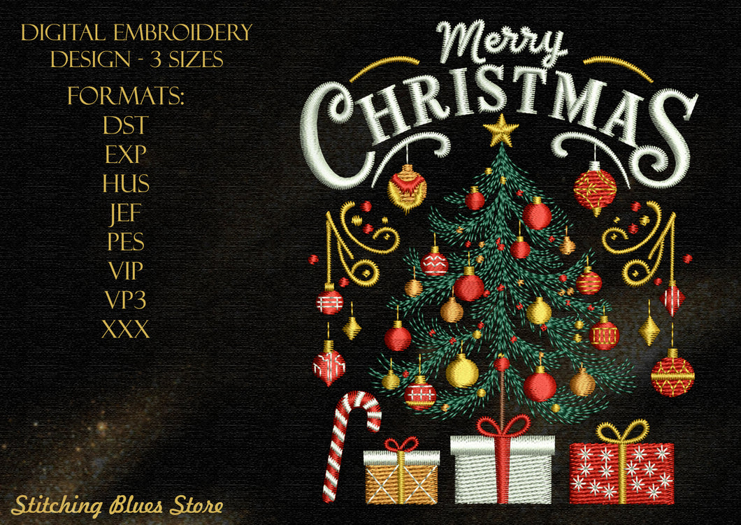 Merry Christmas Postcard Machine Embroidery Design