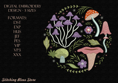 Mushroom Ornament machine embroidery design