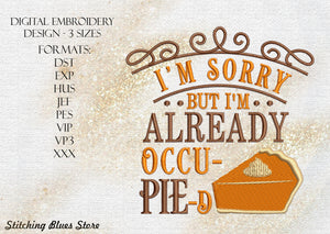 Thanksgiving Pie machine embroidery design