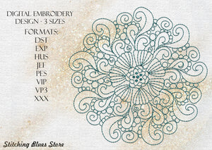 Ocean Mandala In Mermaidcore Machine Embroidery Design In 3 Sizes