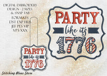 Load image into Gallery viewer, Party Like Its 1776 Machine Embroidery Design | 4th Of July Retro Gift