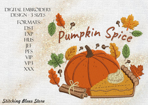 Pumpkin Spice machine embroidery design