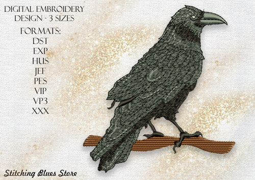 Raven Bird Machine Embroidery Design