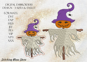 Halloween Scarecrow And Eyelet Snap Tab machine embroidery design