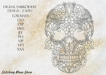 Load image into Gallery viewer, Skull Pattern Machine Embroidery Design