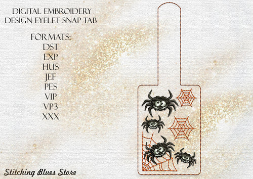 Halloween Spooky Spiders Snap Tab Machine Embroidery Design