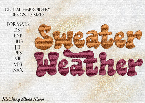 Autumn Sweater Weather Machine Embroidery Design In 3 Sizes