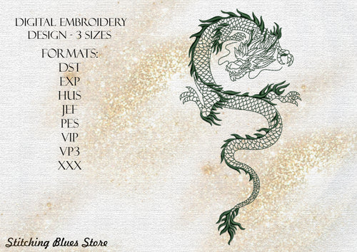 Tribal Dragon machine embroidery design