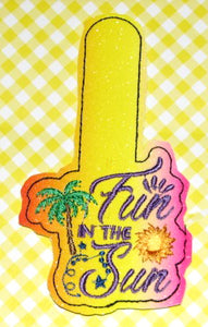 Fun in the sun Snap Tab machine embroidery design - summer