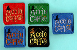 Accio coffee - machine embroidery design - Harry Potter - patches