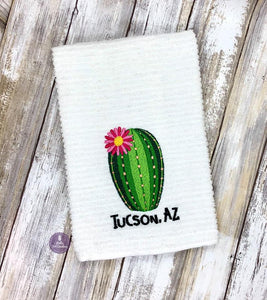 Cactus with flower machine embroidery design