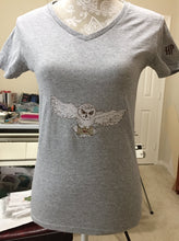 Load image into Gallery viewer, White post owl with letter machine embroidery design