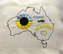 Load image into Gallery viewer, Stand With Ukraine In Australian shape machine embroidery design