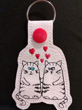 Load image into Gallery viewer, Cats in love Snap Tab machine embroidery design