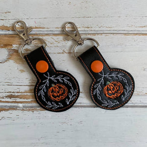 Halloween pumpkin Snap Tab Machine Embroidery Design - Jack-O-Lantern