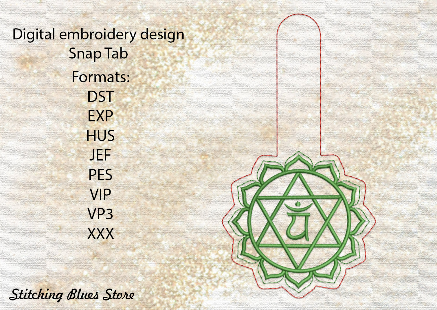 Heart Chakra - Anahata Snap Tab machine embroidery design