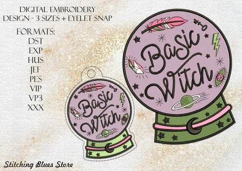 Basic Witch machine embroidery design + Snap Tab Eyelet