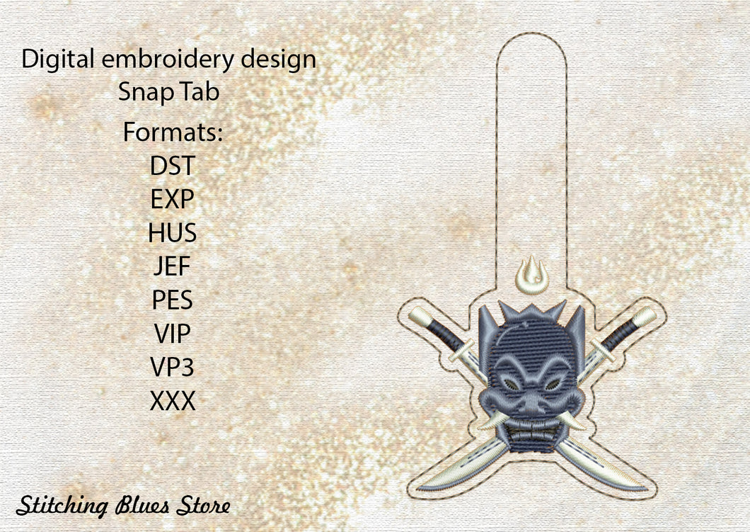 Avatar Blue Spirit face masks Snap Tab machine embroidery design
