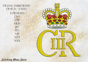 CRIII With Crown machine embroidery design - UK royal