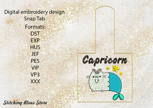 Capricorn Zodiacs Snap Tab machine embroidery design