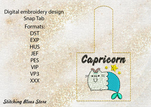 Capricorn Zodiacs Snap Tab machine embroidery design