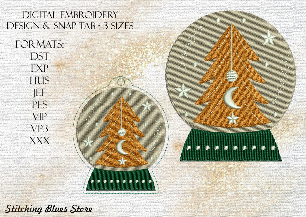 Christmas Glass Ball machine embroidery design + Snap Tab Eyelet