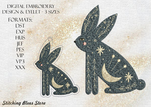 Christmas Rabbit machine embroidery design + Snap Tab Eyelet