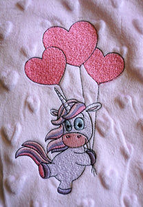 Unicorn with hearts machine embroidery design