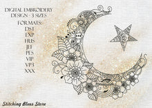 Load image into Gallery viewer, Flowering Moon machine embroidery design