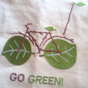 Go green - eco bicycle embroidery design