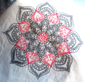 Dichromatic mandala machine embroidery design