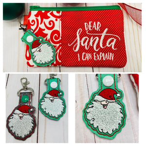Santa Claus Snap Tab machine embroidery design