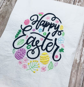 Happy Easter Egg machine embroidery design