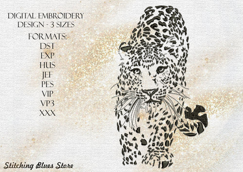 Leopard machine embroidery design