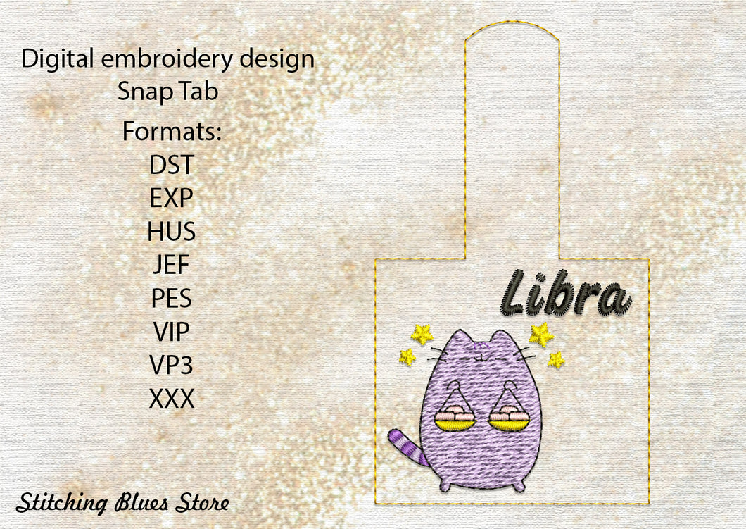 Libra Zodiacs Snap Tab machine embroidery design