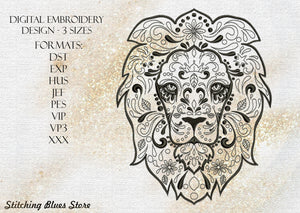 Lion pattern machine embroidery design