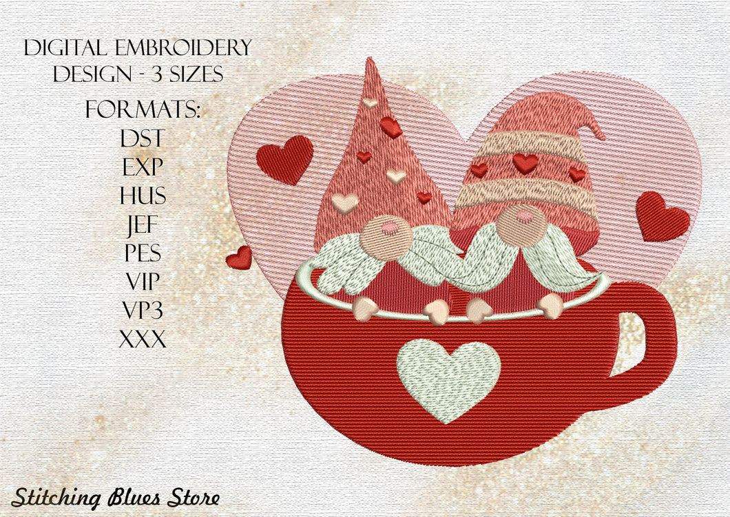 Love Elves machine embroidery design - Valentines Day