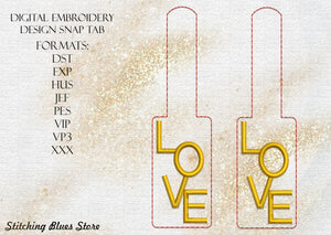 Love Snap Tab machine embroidery design - Valentines Day