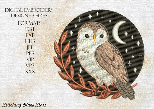 Owl machine embroidery design