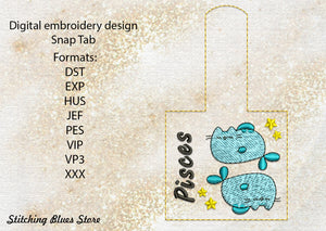 Pisces Zodiacs Snap Tab machine embroidery design